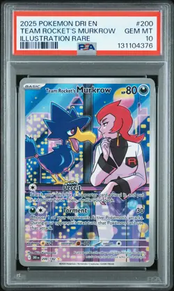 2025 POKEMON DRI ILLUSTRATION RARE #200 TEAM ROCKET'S MURKROW PSA 10 - Image 1