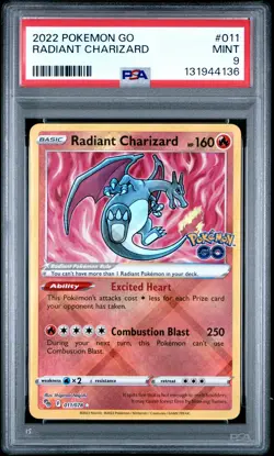 2022 POKEMON GO #011 RADIANT CHARIZARD PSA 9 - Image 1