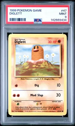 1999 POKEMON BASE SET UNLIMITED #47 DIGLETT PSA 9 - Image 1