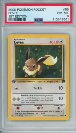 2000 Pokemon Team Rocket Eevee 1st Edition PSA 8 Fresh Grade #55 - Image 1