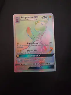 Ampharos GX Secret Hyper Full Art Rare Pokemon SM Team Up 185/181 - Image 1
