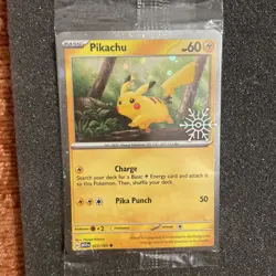 2025 Pokemon PIKACHU #025/165 Holiday Calendar Festive Stamp Snowflake - SEALED - Image 2