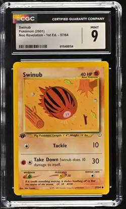 CGC MINT 9 Pokemon Swinub 57/64 2001 Neo Revelation 1st Edition - Image 1