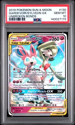 2019 POKEMON SUN & MOON UNBROKEN BONDS #130 GARDEVOIR & SYLVEON GX PSA 10 - Image 1