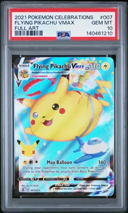 2021 POKEMON CELEBRATIONS #007 FULL ART/FLYING PIKACHU VMAX PSA 10 - Image 1