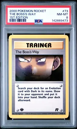 2000 POKEMON ROCKET 1ST EDITION #73 THE BOSS'S WAY PSA 8 - Image 1