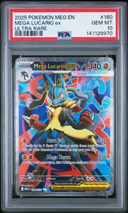 2025 POKEMON MEG EN-MEGA EVOLUTION ULTRA RARE #160 MEGA LUCARIO EX PSA 10 - Image 1