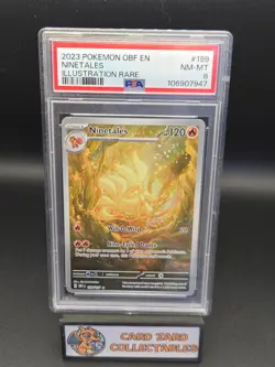2023 Pokemon Obsidian Flames Ninetales 199 Illustration Rare PSA 8 NM-MT - Image 1