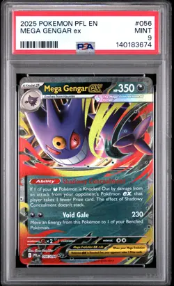 2025 POKEMON PFL EN-PHANTASMAL FLAMES #056 MEGA GENGAR EX PSA 9 - Image 1