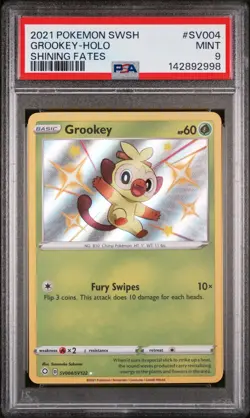 2021 POKEMON SWORD & SHIELD SHINING FATES #SV004 GROOKEY-HOLO PSA 9 - Image 1