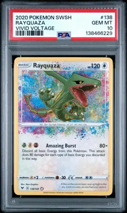 2020 POKEMON SWORD & SHIELD VIVID VOLTAGE #138 RAYQUAZA PSA 10 - Image 1