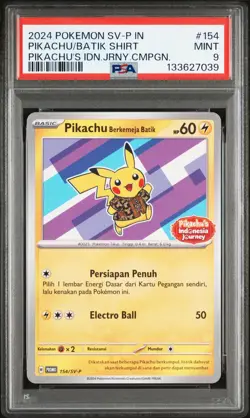 2024 POKEMON INDONESIAN JOURNEY CAMPAIGN PROMO #154 PIKACHU IN BATIK SHIRT PSA 9 - Image 1