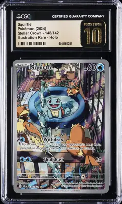2024 POKEMON STELLAR CROWN ILLUSTRATION RARE HOLO #148 SQUIRTLE CGC 10 - Image 1