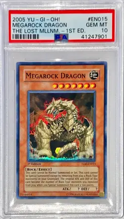 Yu-Gi-Oh! 1st Edition PSA 10 GEM-MT 'Megarock Dragon' TLM-EN015 ~SUPER RARE~ - Image 1