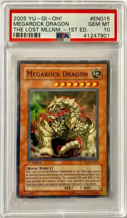 Yu-Gi-Oh! 1st Edition PSA 10 GEM-MT 'Megarock Dragon' TLM-EN015 ~SUPER RARE~ - Image 2