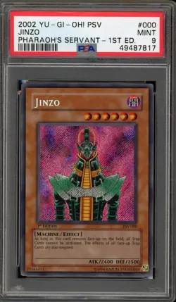 Yu-Gi-Oh! Jinzo Pharaoh's Servant 1st Edition Secret Rare PSV-000 PSA 9 Mint - Image 1