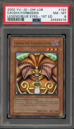 Yu-Gi-Oh! Exodia The Forbidden One Legend of Blue Eyes 1st Ed LOB-124 PSA 8 - Image 1