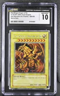 Yugioh CGC 10 The Winged Dragon of Ra GBI-003 Secret Rare Promo - Image 1