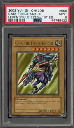 Yu-Gi-Oh! Gaia The Fierce Knight Legend of Blue Eyes 1st Edition LOB-006 PSA 9 - Image 1