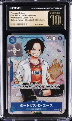 2024 ONE PIECE JPN STRONGEST 3 BROTHERS #P-074 PORTGAS D. ACE CGC 10 PRISTINE - Image 1