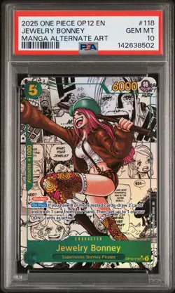 2025 ONE PIECE MANGA ALTERNATE ART OP12-#118 JEWELRY BONNEY PSA 10 - Image 1