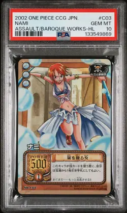 2002 BANDAI ONE PIECE CCG JPN ASSAULT ON BAROQUE WORKS #C03 NAMI PSA 10 - Image 1
