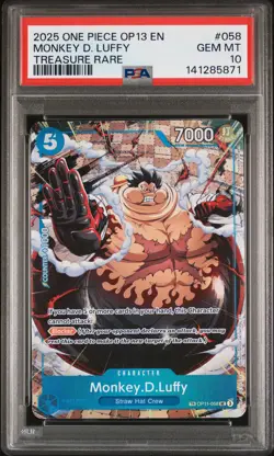 2025 ONE PIECE OP13-CARRYING ON HIS WILL TREASURE RARE MONKEY D. LUFFY PSA 10 - Image 1