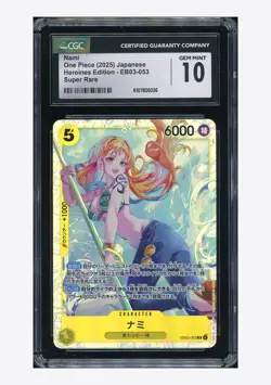 One Piece CGC 10 GEM MINT Nami SR 2025 EB03-053 Heroines Edition Japanese - Image 1