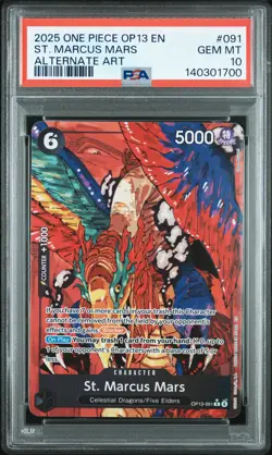 2025 ONE PIECE OP13-CARRYING ON HIS WILL ALTERNATE ART ST. MARCUS MARS PSA 10 - Image 1