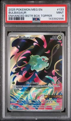 Pokemon TCG Bulbasaur Mega Evolutions 133/132 Illustration Card PSA 9 - Image 1