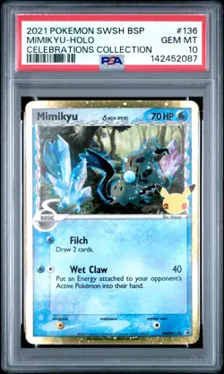 Pokemon Mimikyu SWSH136 Delta Species Celebrations Black Star Promo Card PSA 10 - Image 1