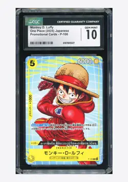 One Piece CGC 10 GEM Monkey D Luffy Promo 2025 P-106 Promotional Cards Japanese - Image 1