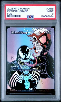 2025 MTG MARVEL'S SPIDER-MAN: SOURCE MAT FOIL #0018 INFERNAL GRASP PSA 9 - Image 1
