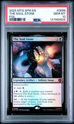2025 MAGIC: THE GATHERING MARVEL'S SPIDER-MAN FOIL #0066 THE SOUL STONE PSA 10 - Image 1