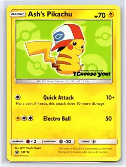 Pokemon TCG Sun & Moon Promo SM112 - Ash's Pikachu Promo I Choose You! - B - Image 1