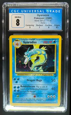 2000 Pokemon Set 2 Gyarados Holo #7/130 CGC 8 - Image 1