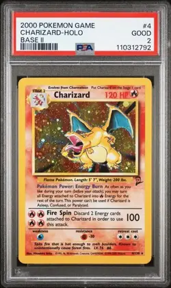 POKEMON GAME BASE II 2000 CHARIZARD #4 PSA 2 - Image 1