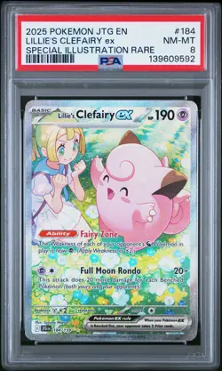 2025 POKEMON JTG SPECIAL ILLUSTRATION RARE #184 LILLIE'S CLEFAIRY EX PSA 8 - Image 1