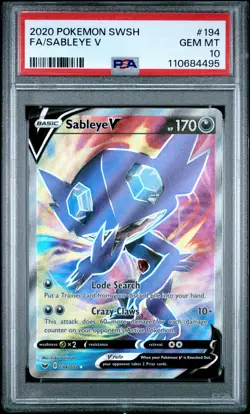 2020 POKEMON SWORD & SHIELD #194 FULL ART/SABLEYE V PSA 10 - Image 1