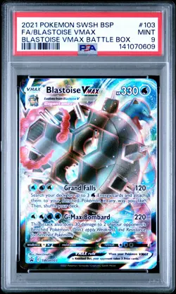 2021 POKEMON SWSH VMAX BATTLE BOX #103 FULL ART/BLASTOISE VMAX PSA 9 - Image 1