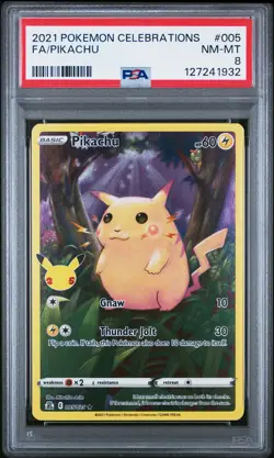 2021 POKEMON CELEBRATIONS #005 FULL ART/PIKACHU PSA 8 - Image 1