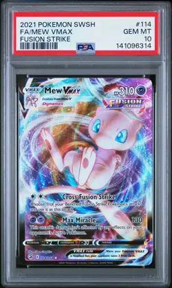 2021 POKEMON SWORD & SHIELD FUSION STRIKE #114 FULL ART/MEW VMAX PSA 10 - Image 1