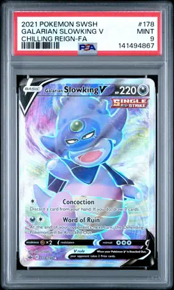2021 POKEMON SWORD & SHIELD CHILLING REIGN FULL ART/GALARIAN SLOWKING V PSA 9 - Image 1