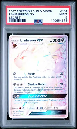 2017 POKEMON SUN & MOON SECRET #154 FULL ART/UMBREON GX PSA 9 - Image 1