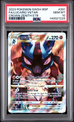 2023 POKEMON SWSH BLACK STAR PROMO #291 FULL ART/LUCARIO VSTAR PSA 10 - Image 1