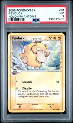 2006 POKEMON EX HOLON PHANTOMS #81 PSYDUCK PSA 7 - Image 1