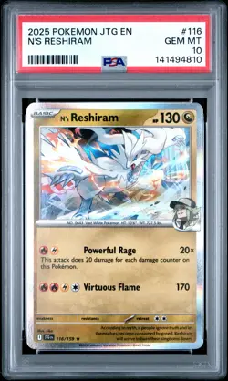 2025 POKEMON JTG EN-JOURNEY TOGETHER #116 N'S RESHIRAM PSA 10 - Image 1