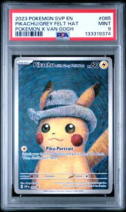 2023 POKEMON SVP POKEMON X VAN GOGH #085 PIKACHU WITH GREY FELT HAT PSA 9 - Image 1