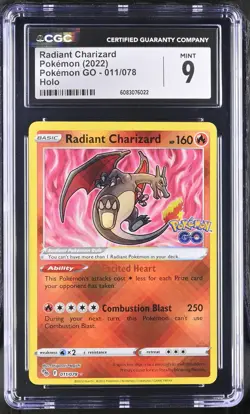 Radiant Charizard 011/078 Holo Pokemon Go Pokemon CGC 9 Mint *022 - Image 1