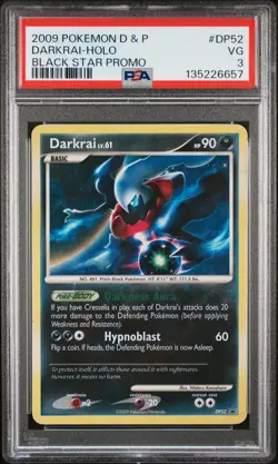 2009 POKEMON DIAMOND & PEARL BLACK STAR PROMO #DP52 DARKRAI-HOLO PSA 3 - Image 1
